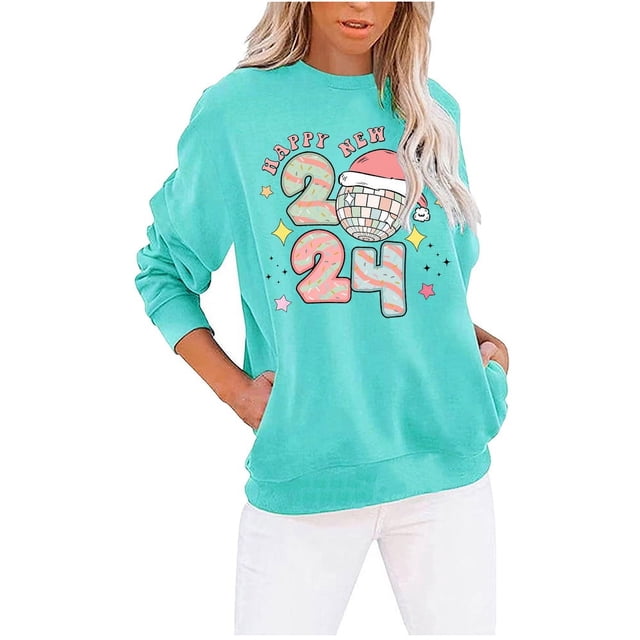 Amzcrzy Chandails pour Femmes Chandail de Noël Mode Chandail Décontracté pour Femmes à Manches Longues Col Rond Chandail pour Dames Blouse à Poche Chandails pour Femmes Chandails et Chandails à Capuchon pour Femmes m