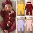 thumbnail image 2 of Newborn Baby Girl Boy Autumn Clothes Knitted Romper Jumpsuit 2PCS Outfits Set, 2 of 9
