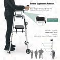 thumbnail image 4 of Costway Foldable Aluminum Alloy Walker Wheel Walking Frame W/ Seat & Armrest Pad, 4 of 10