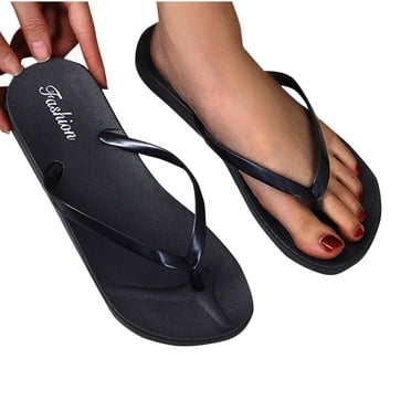 VOAVEKE Womens Sandals Comfortable,Summer Sandals for Women 2025,Women's Fashion Leisure Bathroom Bathing Outdoor Wear Summer Flat Flip Flops Black 6.5