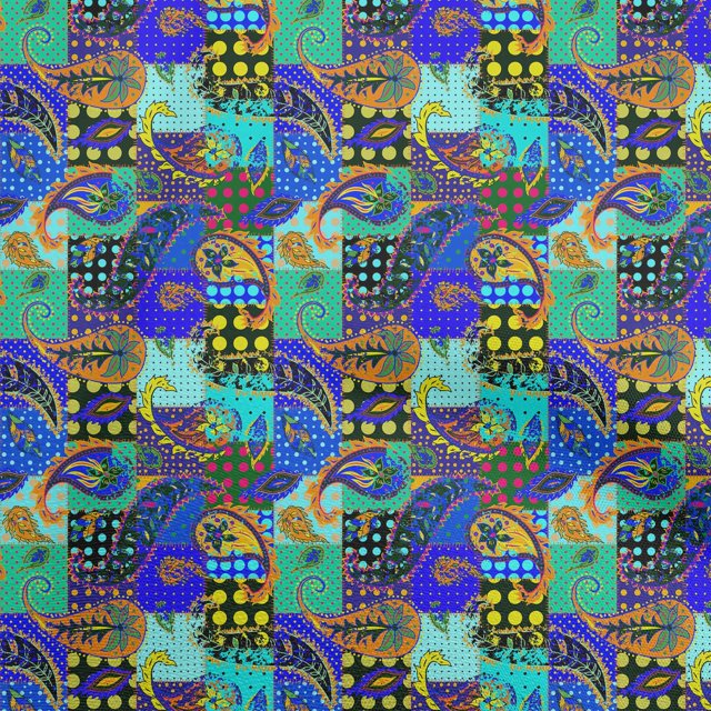 oneOone Georgette Viscose Vert Mer Tissu Cachemire Patchwork Tissu pour Robe Tissu Imprimé Tissu au Mètre 42 Pouces de Large