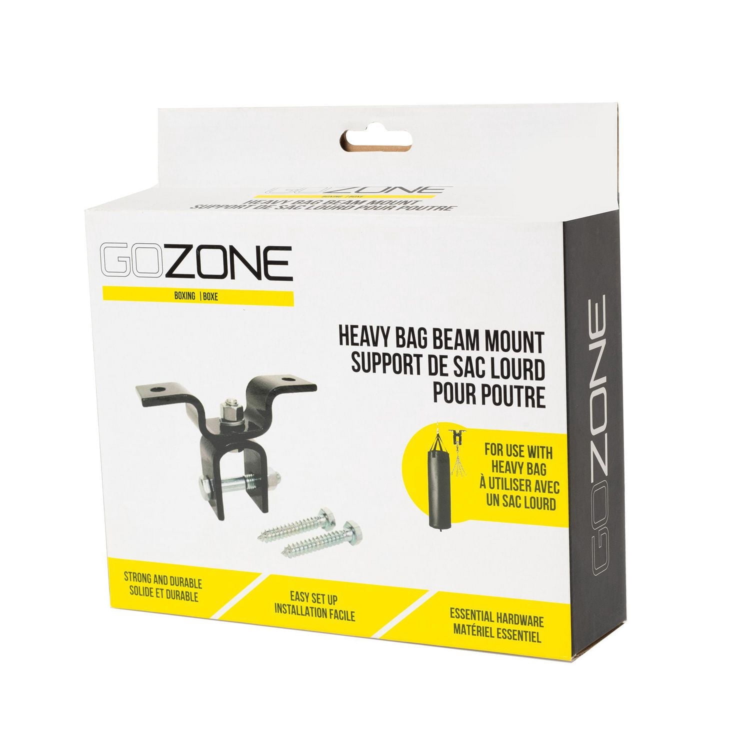 Crochet de poutre en bois pour sac lourd GoZone – Noir