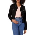 thumbnail image 1 of YDX Women's Jeans Denim Jacket Ripped Raw Hem Cropped White, Basic Black, Small, 1 of 2