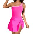thumbnail image 1 of Robes de Bain pour Femmes, Robe de Bain une Pièce Maillots de Bain pour Femmes Robe de Bain à une Épaule Jupe Maillot de Bain avec Bas Maillots de Bain P-2TG Maillots de Bain Femme Liquidation, 1 of 3
