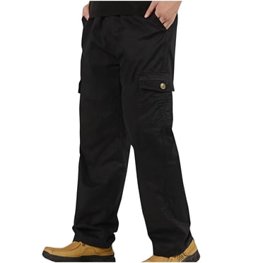 cfhntfmh Mens Cargo Pants with Multi Pockets Big and Talls Cotton Elastic Waist Sports Trousers Joggers Hiking Trousers