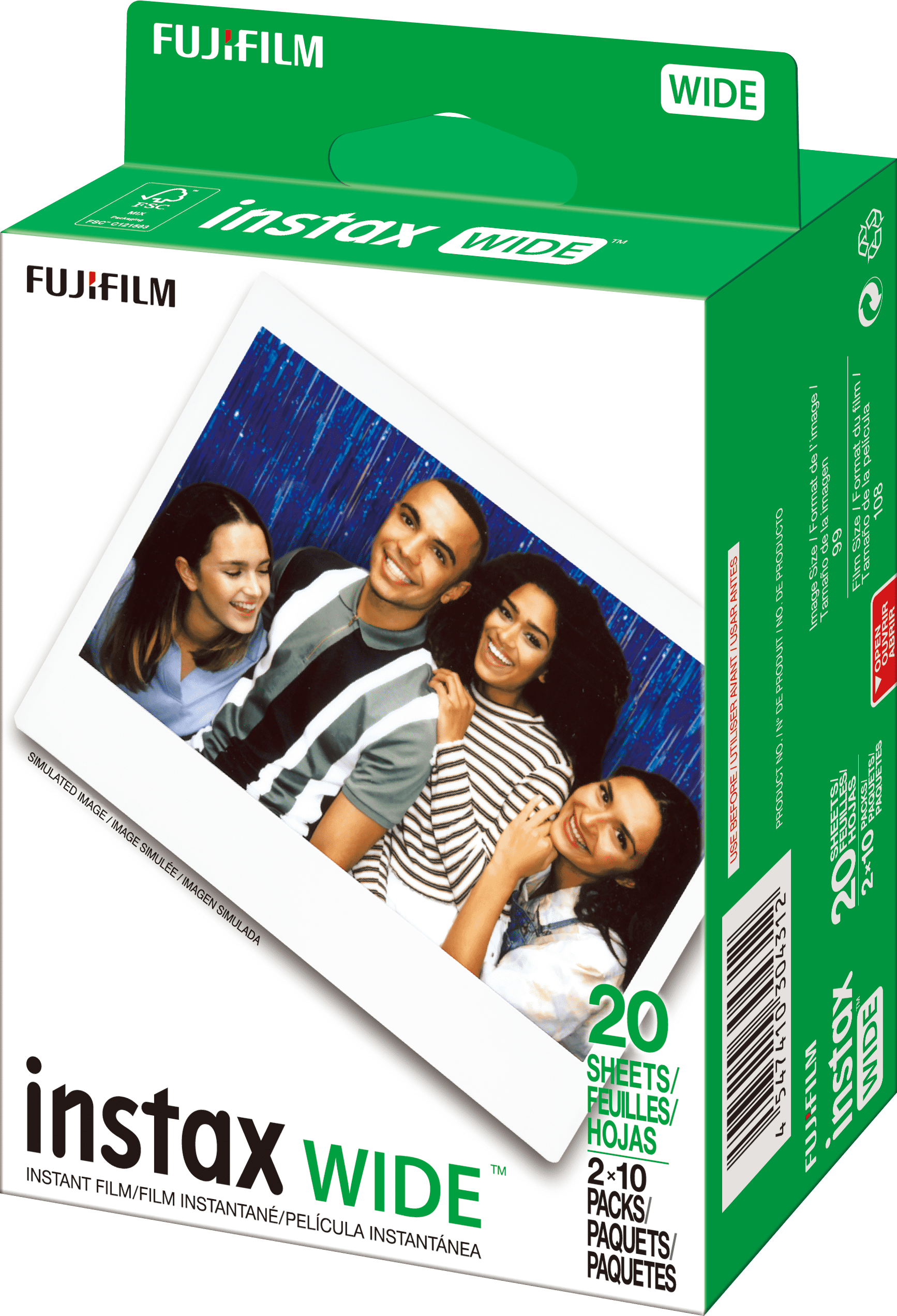 Ensemble de 2 paquets de films instantanés FUJIFILM instax WIDE (20 poses)