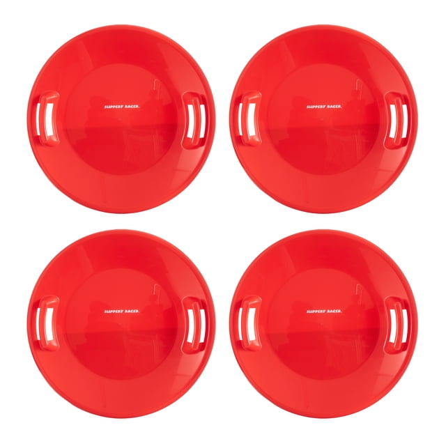 Slippery Racer Downhill Pro Traîneau de Neige à Disque Soucoupe pour Adultes/enfants, Rouge (Lot de 4)