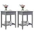 thumbnail image 1 of Gymax 2PCS Nightstand Sofa Side End Table Bedroom Living Room w/ Shelf Drawer Grey, 1 of 10