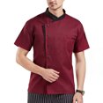 thumbnail image 1 of Nokdvo Chef Outfit for Men Sherpa Button Breathable Short Sleeve Work Jackets Spring Summer Loose Fit Uniform with Pocket,Red M, 1 of 4