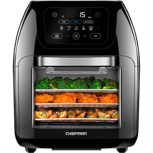 Refurbished CHEFMAN RJ38-10-RDO-V2 Digital Air Fryer plus Rotisserie Dehydrator Oven Black 10L