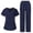 Navy,2 piece summer pants set for women, variant on SZJXBUY Plus Size Scrub Sets for Woman Summer Casual Basic Medical Nurse Housekeeping Uniform Cleaning Uniforms V Neck Top & Pants with Multi Pockets Outfit Purple,L