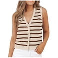 thumbnail image 2 of Women Striped Dressy Tops Cropped Tank Tops Sleeveless Button Up Cardigan Sweater Vests, 2 of 5