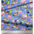thumbnail image 3 of Soimoi polyester Crepe Fabric Leaves,Floral & Hummingbird Bird Print Fabric by Yard 52 Inch Wide, 3 of 3