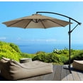 thumbnail image 1 of 10FT Offset Patio Umbrella, 8 Ribs Hanging Cantilever Outdoor Market Umbrella with Cross Base and Crank for Backyard, Deck, Garden, Poolside, 1 of 8