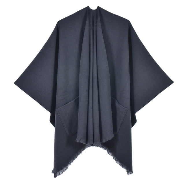 Châle Chaud pour Femmes - Poncho Réversible Ouvert pour l'Hiver