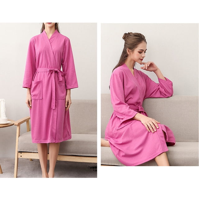 serony Women Water Absorption Bath Robe Bathrobe Water Absorption Bath Solid Waffle Bathrobe Spa Home Dress Nightgown