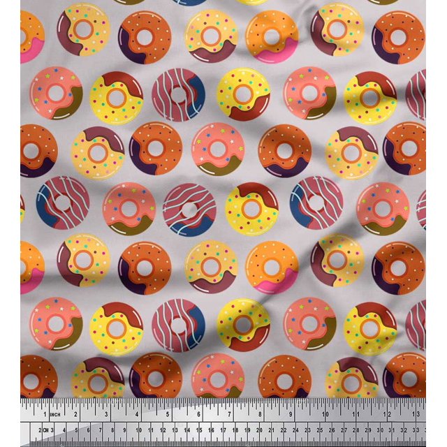 Soimoi Rayon Fabric Donuts Food Decor Fabric Printed Yard 56 Inch Wide