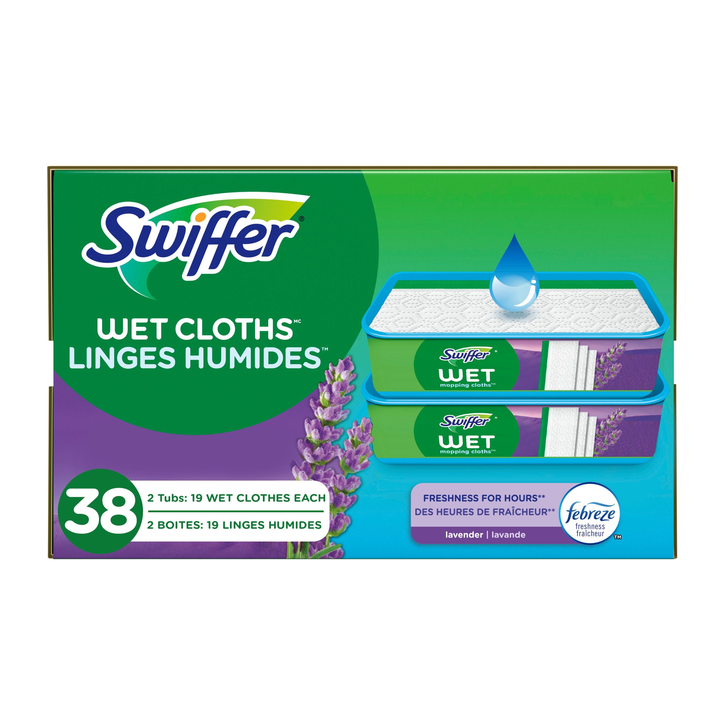 Swiffer Sweep + Mop, Wet Pads Refill, Floor Cleaner, Cleaning Cloths, Lavender, 38 Count