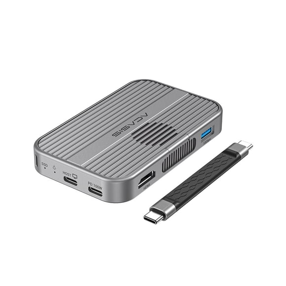 ACASIS 10Gbps Magnetic M.2 NVMe SSD Enclosure & USB C 6-in1 Docking Station Dual HDMI with Cooling Fan for iPhone 17/16/15 Pro/Pro Max/Plus,Support 2230/2242/2260/2280 B+M M-Key