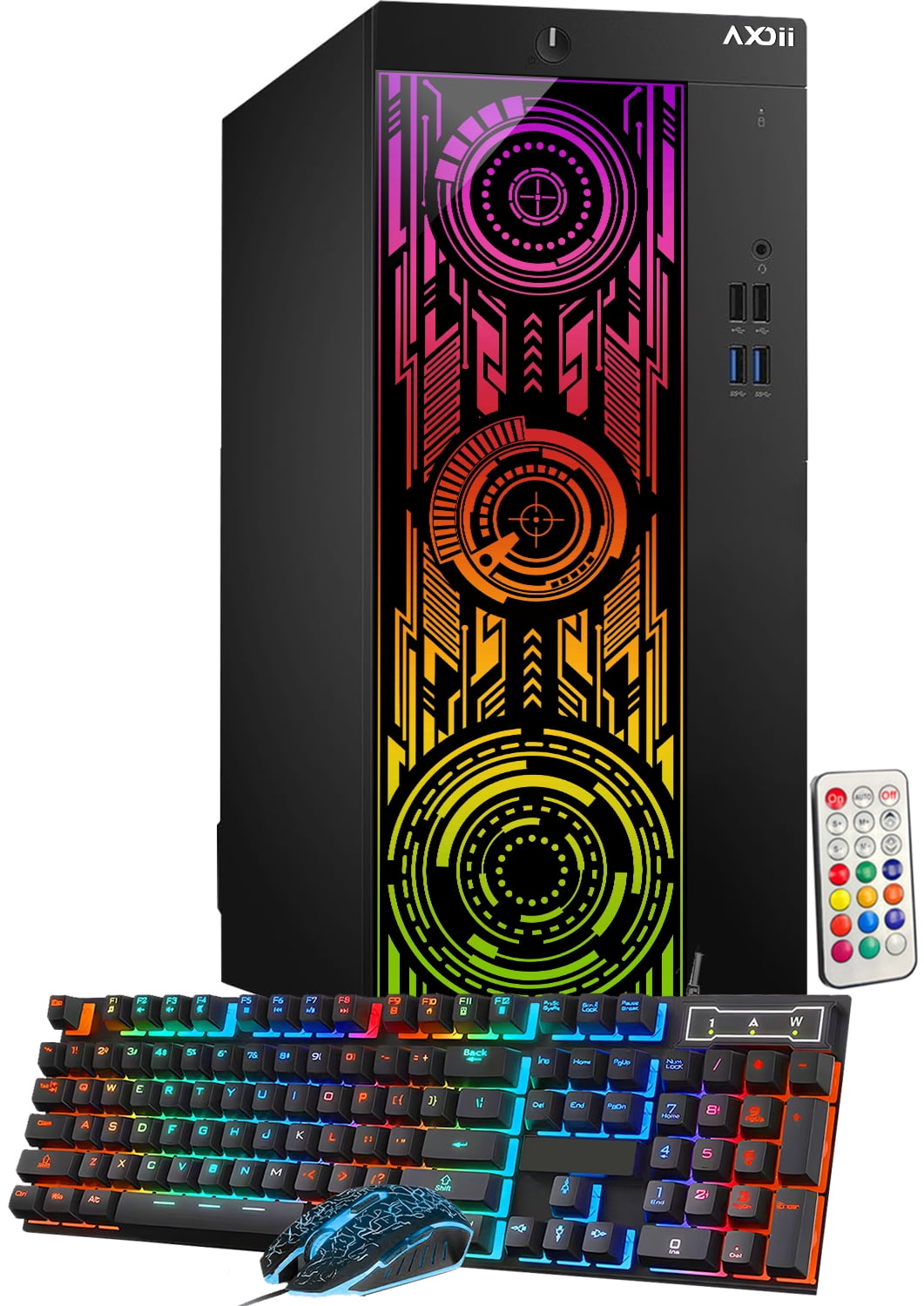 AXOII RGB Gaming PC Desktop Computer, Intel Core i5 Processor Upto 4.1GHz, AMD Radeon RX 550 4GB, 32GB RAM, 1TB NVMe, Wi-Fi, Bluetooth - Windows 11 Pro (Refurbished)