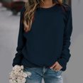 thumbnail image 2 of Yuyuzo 2025 Automne Chandail Sport Uni pour Femme Décontracté Ample à Col Rond Raglan à Manches Longues Chandail Tunique Hauts Bleu Foncé A1, 2 of 5