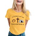 thumbnail image 1 of LUOGENLI T-shirts pour Femme pour Femmes T-Shirt Décontracté à Imprimé de Lettres Col Rond Manches Courtes T-Shirt Plusieurs Couleurs T-shirts pour Femmes T-shirts Graphiques Pêche Vêtements d'Été Jaune P, 1 of 5