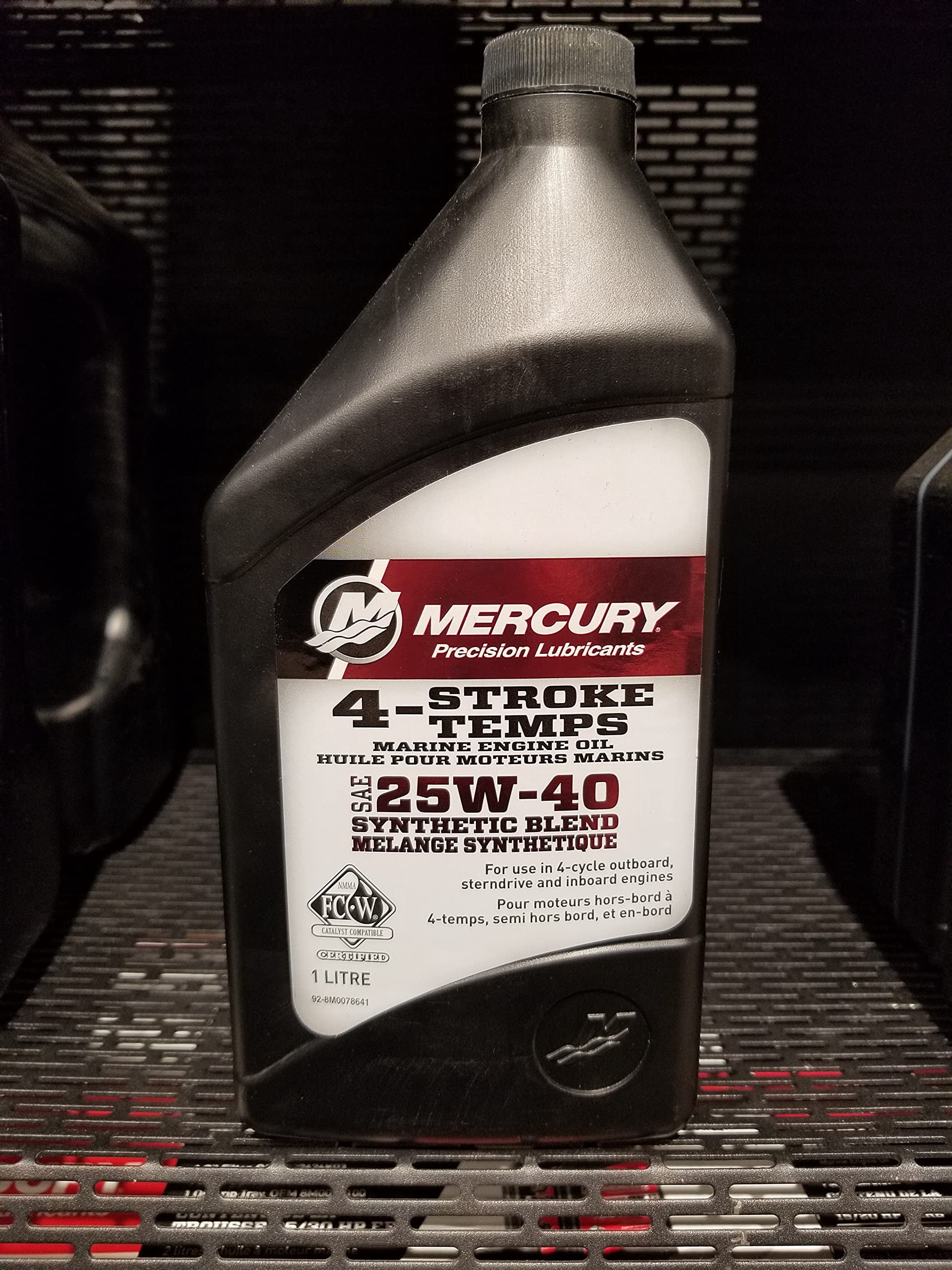 Mercury Marine 25W-40 Synthetic Blend Marine Engine Oil 1 QUART, 8M0078641