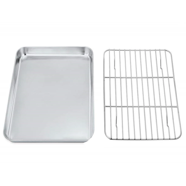 Ensemble de Plaque de Cuisson et Grille de 16 Pouces, Plaque à Biscuits en Acier Inoxydable avec Grille pour Cuisson / Rôtissage / Refroidissement, Compatible Four & Lave-Vaisselle, Sain & Durable