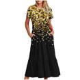thumbnail image 3 of Robe à Manches Courtes Imprimée pour Femme, Robe Décontractée à Col Rond avec Motif Intégral, Robe Légère en Polyester Lavable à la Machine pour Usage Quotidien, 3 of 5