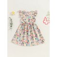 thumbnail image 3 of EYIIYE Robe Midi d'Été pour Petite Fille 1T-8T, Robe Trapèze à Manches Volantées pour Tout-Petit, Imprimé Floral, Col Rond, Robe Décontractée, Col Rond, Robe de Princesse à Fleurs pour Fête, Mode pour Enfants, Vêtements Mignons pour les Vacances, 3 of 6