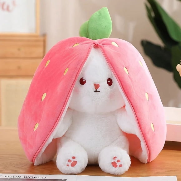 18cm Cosplay Strawberry Carrot Rabbit Plush Toy Stuffed Creative Bag into Fruit Transform Baby Cuddly Bunny Plushie Doll For Kid 18cm Strawberry Rabbit
