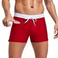 thumbnail image 3 of QATAINLAV Back to School Prime Sales, Mens Square Leg Swim Briefs Drawstring Swim Trunks Athletic Training Swimsuit Board Shorts Summer Beach Swimwear Red XL, 3 of 7