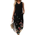 thumbnail image 1 of SMihono Robe Maxi Bohème d'Été pour Femmes Grande Taille Sexy Mode Sans Manches Imprimée Col en V avec Poches Longue Robe de Plage, 1 of 7