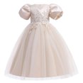 thumbnail image 1 of EINCcm Robe d'Été pour Filles, Robes de Princesse pour Filles, Robes d'Été pour Filles à Manches Courtes Robe de Princesse Robe à Queue Fleurie Robe Tutu, pour Enfants Bébé Fille, Kaki, 7-8 Ans, 1 of 6