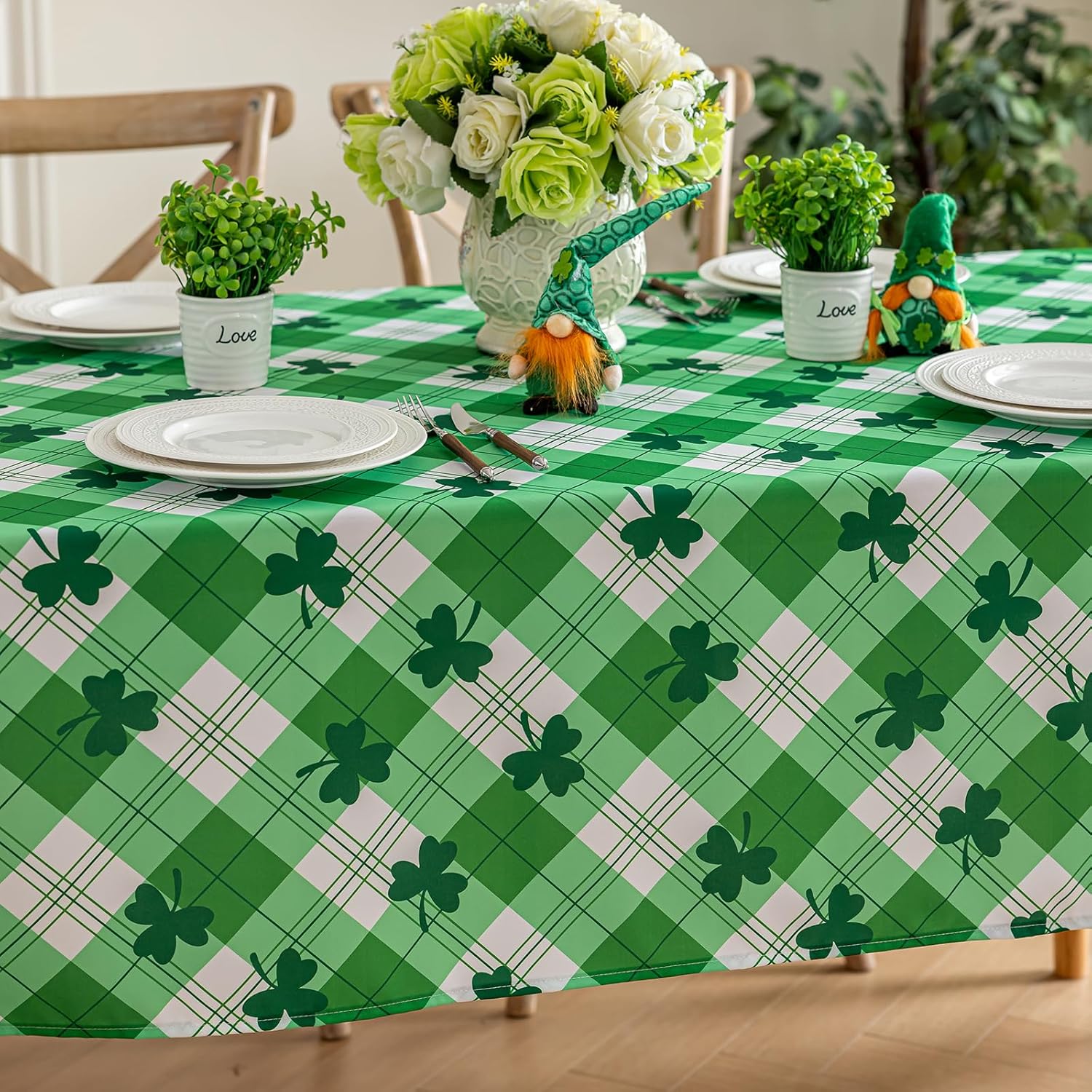 St. Patrick's Day Tischdecke Rund 152 Cm – Grünes Kleeblatt-Design, Wasserdicht & Knitterfrei, Für Parties, Picknicks Und Den Alltag