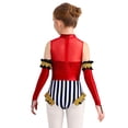thumbnail image 2 of Hansber Girls Ringmaster Tamer 2 Pcs Set Sleeveless Sequins Mock Neck Leotard with Figure Gloves Red 14, 2 of 7