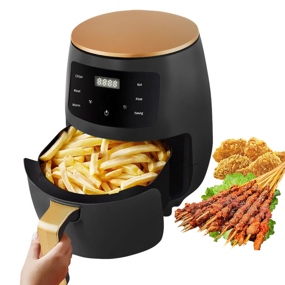 Graflsoa 6L Smart Touchscreen Air Fryer Oven, 1200W, Black/Green, Overheat Protection, Timer & Preheat, US/EU Plug, for 2-3 People