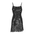 thumbnail image 5 of Tumotour Robes d'Invité de Mariage pour Femmes Été Camisole Formelle Longueur Genou Paillettes Robes Brillantes Bretelles Spaghetti Col Rond Robes de Fête Mini Robe pour Sortir Boîte de Nuit Rendez-Vous Festivals, 5 of 5