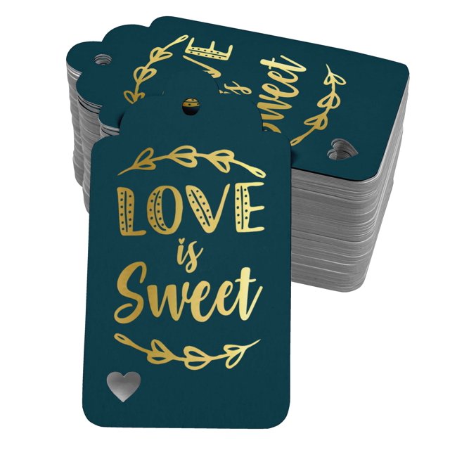 Inkdotpot 50 Pack Love Is Sweet Wedding Favor Paper Tags Craft Real Gold Foil Hang Tag