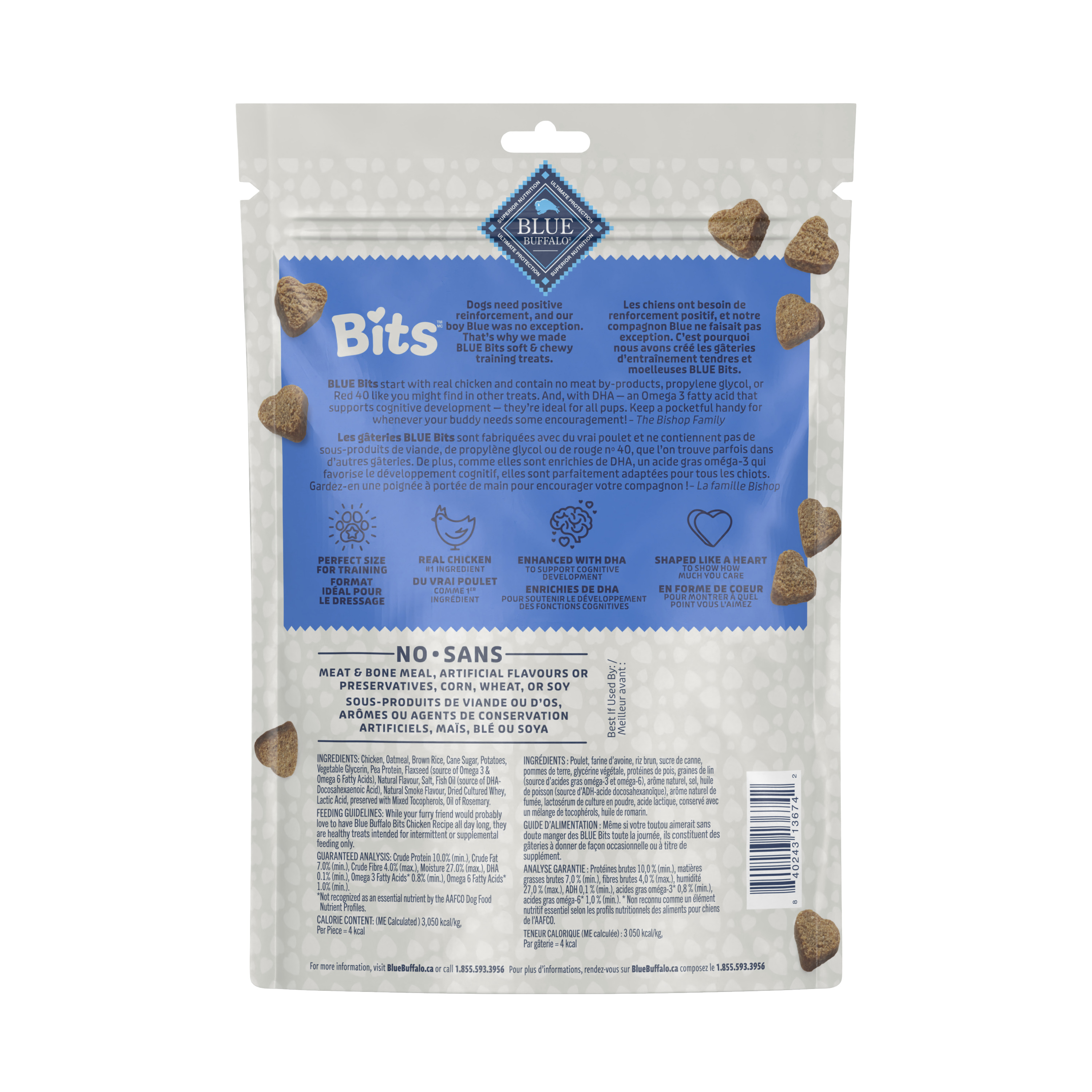 Friandises molles pour chiens Blue Buffalo Bits pour l'entraînement, recette au poulet, sac de 454 g