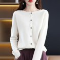 thumbnail image 1 of DEXIANG Women Knitted Spring and Autumn Round Neck Sweater Long Sleeve Solid Color All Cardigan Jacket Work Cardigans for Women Womens Long Cardigan Popcorn Tops for Women Open Front Duster for Women, 1 of 4