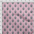 thumbnail image 3 of oneOone Polyester Lycra Fabric Leaves & Floral Block Printed Fabric 1 Yard 56 Inch Wide, 3 of 4