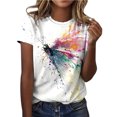 thumbnail image 2 of Blouses pour Femmes Mode Femme Col Rond Été Manches Courtes Blouse T-Shirt Décontracté Hauts Imprimés Blouse d'Été pour Femmes en Liquidation, 2 of 4
