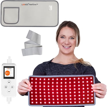 LOOKEE® HealGlow™ Pro Ceinture de Luminothérapie Infrarouge et Rouge / Programmable avec 10 Modes de Luminothérapie / Fièrement Canadien / Cote 60 W Luminothérapie Infrarouge LED Professionnelle pour le Soulagement de la Douleur Corporelle Complète