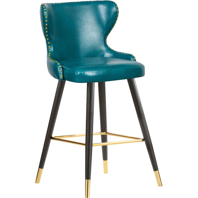 Meridian Furniture Hendrix Blue Faux Leather 28" Bar Stool (Set of 2)
