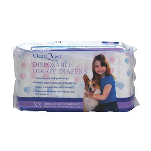 ClearQuest Disposable Doggie Diapers Dog Diaper Absorbant Sanitary - Bulk Packs Available (XSmall 10 Pack)