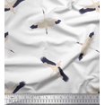 thumbnail image 2 of Soimoi White polyester Crepe Fabric Flying Stork Bird Decor Fabric Printed Yard 52 Inch Wide, 2 of 5