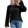 thumbnail image 1 of IROINID Women's One-Shoulder Pullover Sweater Solid Color Leisure Mid-Length Long Sleeve Sweater, 1 of 6
