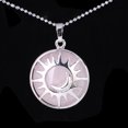 thumbnail image 1 of Pendant Flat Bead Natural Stone Crystal Quartz Silver Color Necklace Women Men, 1 of 6