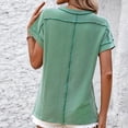 thumbnail image 4 of AherBiu Hauts d'Été pour Femmes à Manches Courtes, Rayés, Côtelés, Col Ras du Cou, Chemises Décontractées Amples, Blouse, 4 of 7